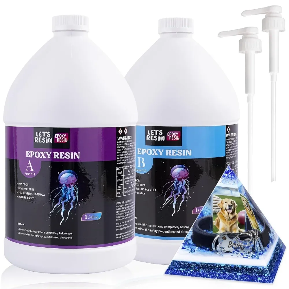 EPOXY RESIN 2 Gallon Casting Resin with Pumps, Bubble Free & High-Gloss Resin Epoxy Kit, Crystal Clear Epoxy and Hardener