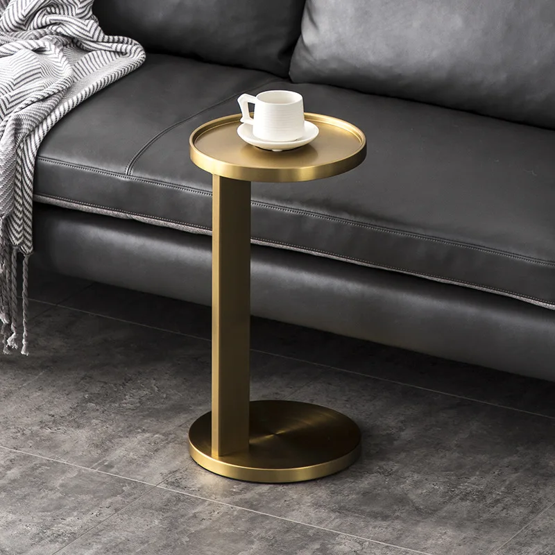 

Nordic light luxury metal edge few c-shaped ins style simple modern living room small narrow designer rounded corner few gold
