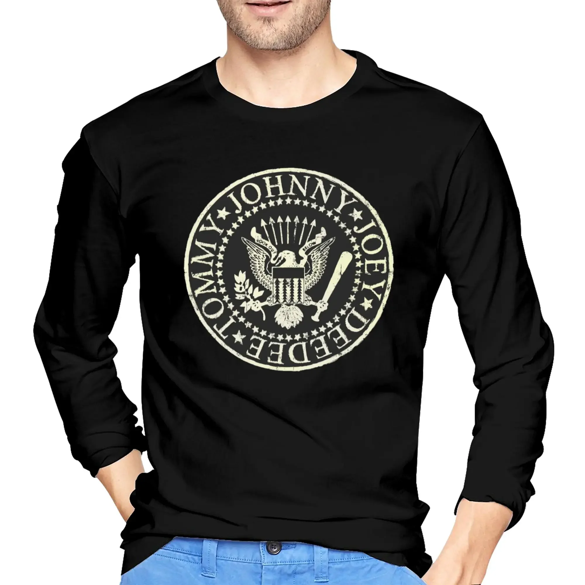 

PUNK LOGO VINTAGE DESIGN Men's Long Sleeved T-shirt Fashion Round Neck T shirts Spring and Autumn Men tops