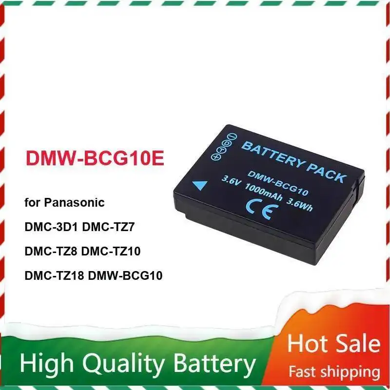 For Panasonic Dmc-3D1 Dmc-TZ7 Dmc-TZ8 Dmc-TZ10 Dmc-TZ18 Dmw-BCG10 1000Mah Camera Battery Dmw-BCG10E Long Lasting High-Capacity