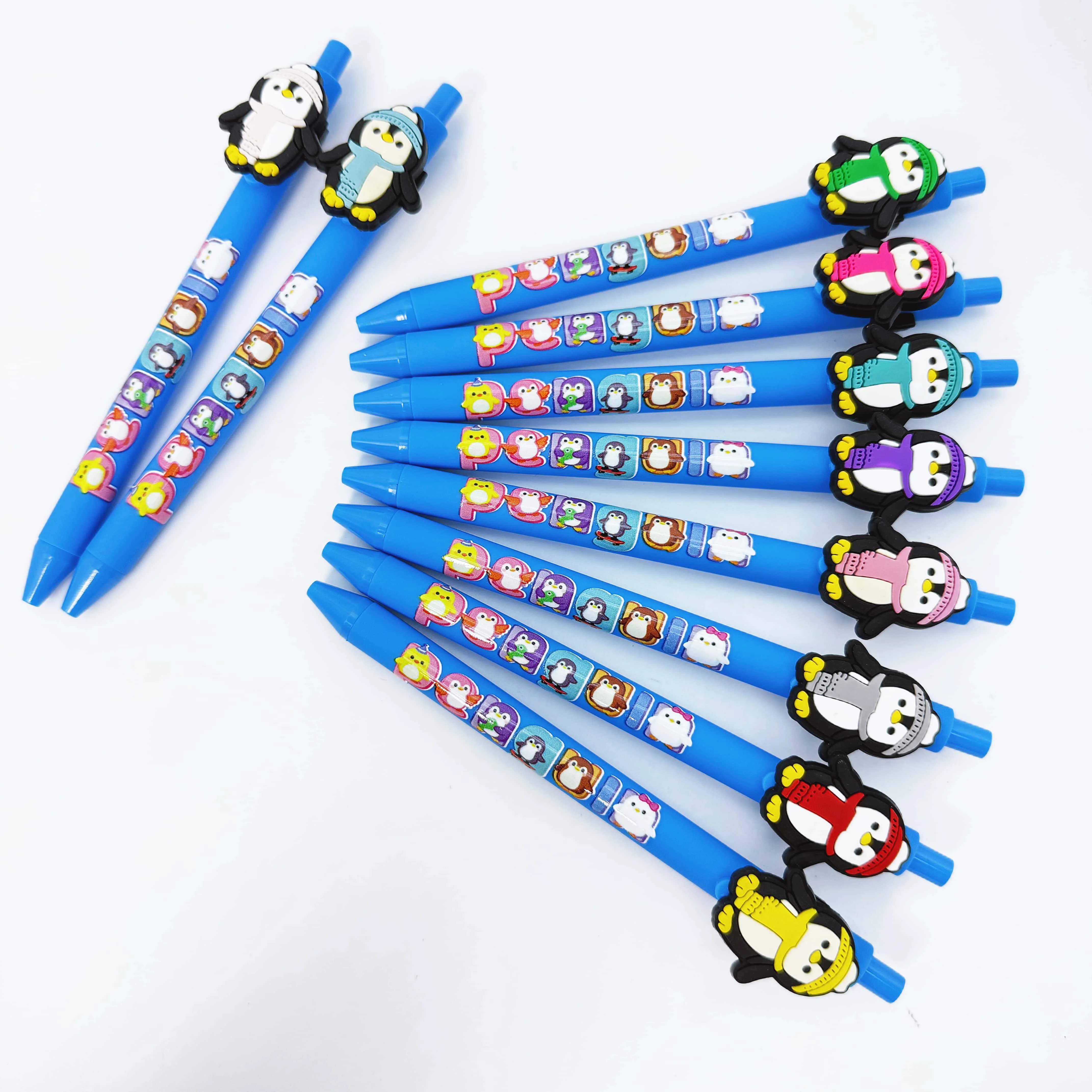 12 قطعة/24 قطعة الملونة البطريق موضوع الصحافة القلم البطريق نمط الصحافة القلم الحيوان متحمس هدية القلم