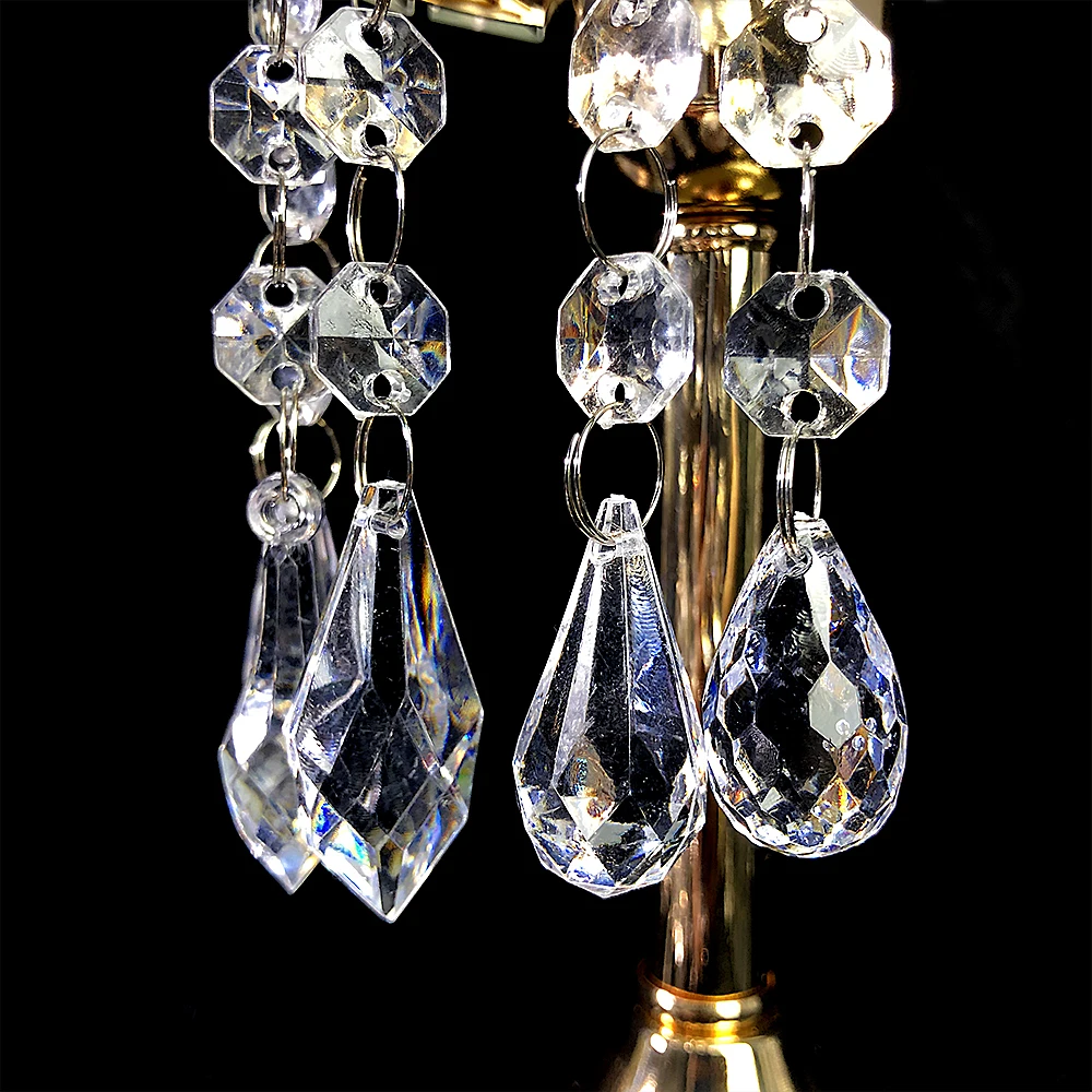 20/40PCS Crystal Pendant Transparent Door Curtain Ornament Acrylic Wedding Road Guide Desktop Decoration Christmas Tree Decor