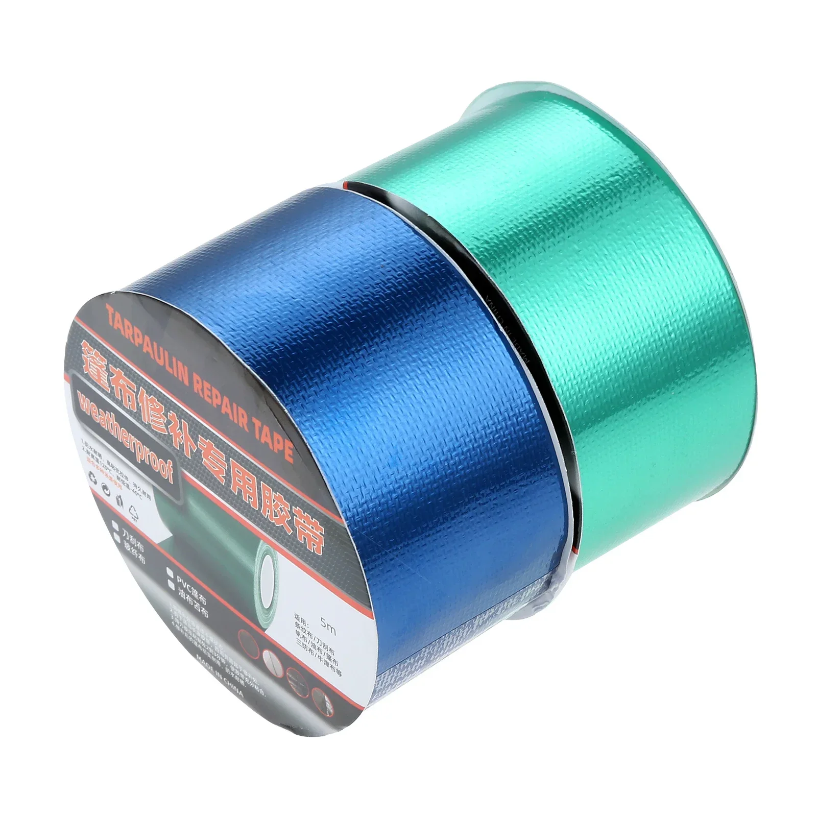 5M Waterproof PVC Tent Repair Tape Strong Fiber Tarpaulin Adhesive Outdoor Awning Repairing Gummed Tape Film Repair Blue/Green