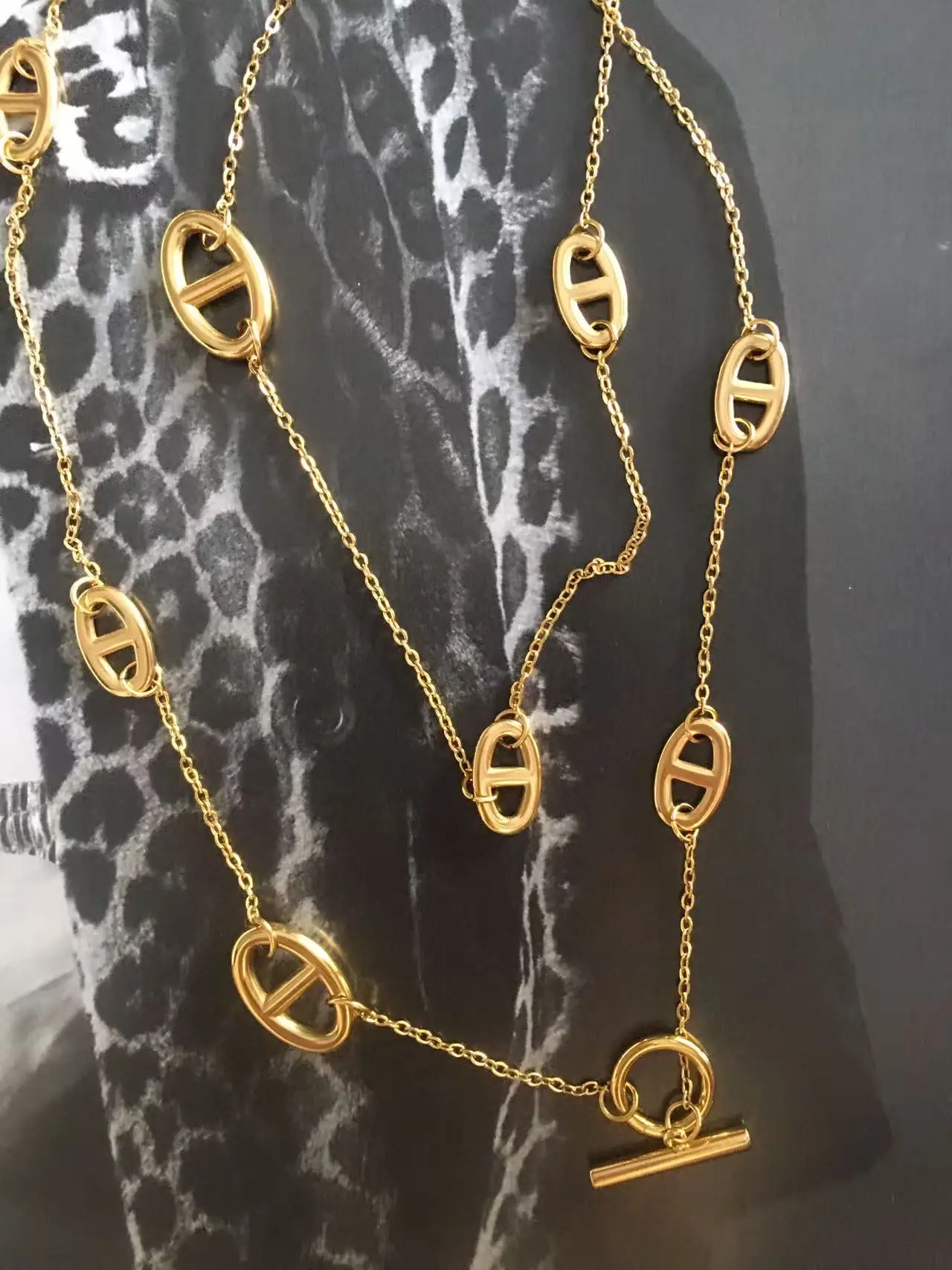 Luxurious 80cm non-fading necklace OT buckle long-sleeved decorative dress shirt T-shirt coat sweater chain high-end feeling new