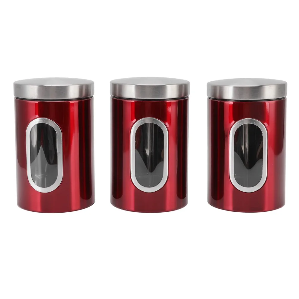 3PCS Set Reusable Food Storage Jars Durable Colorful Kitchen Storage Containers Transparent Windows Food Containers