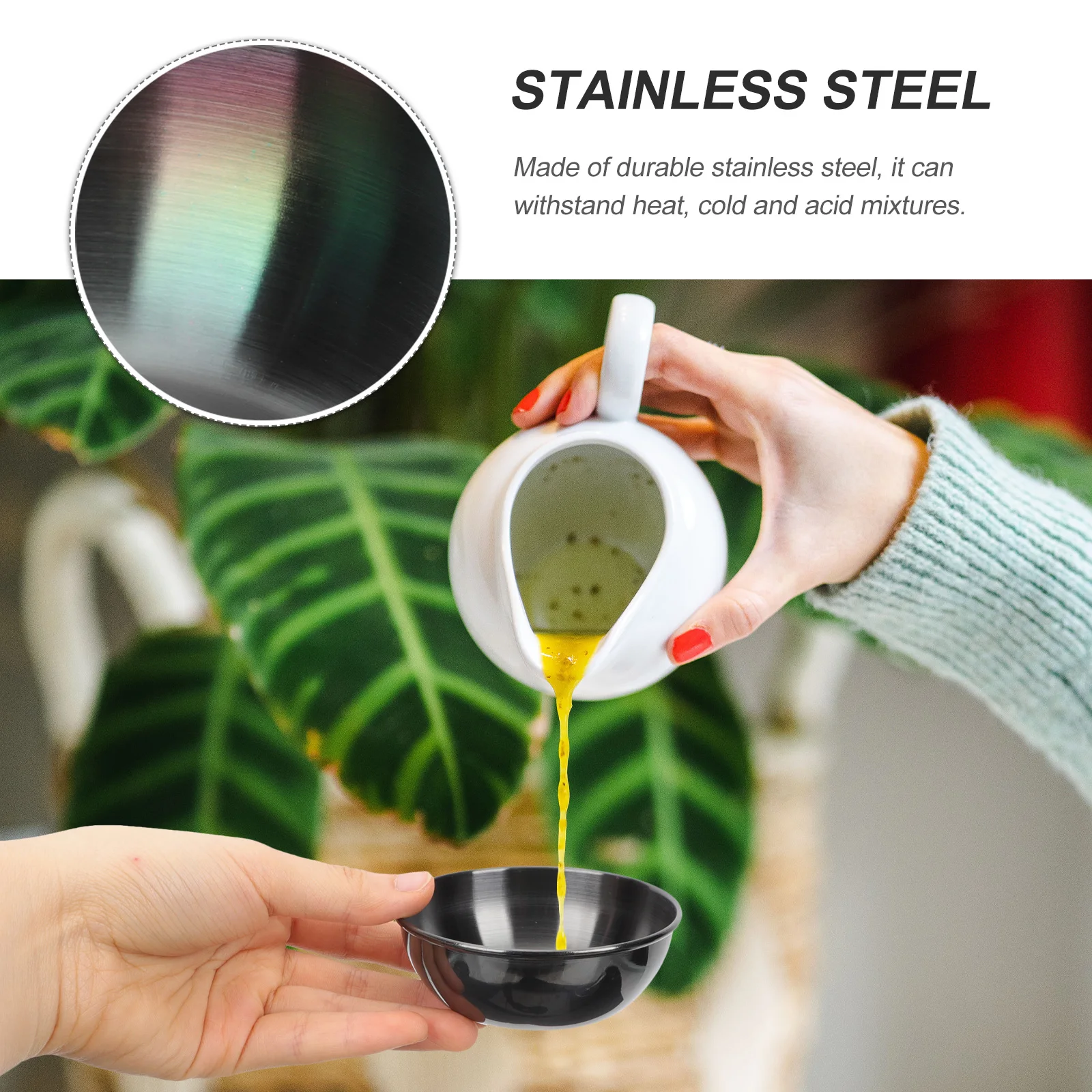 

4pcs Stainless Steel Condiment Dishes Sauce Bowls For Salt Vinegar Sugar Salad Seasoning Dipping Kitchen Dining Serving