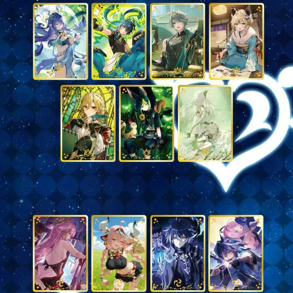 Limited Edition Genshin Impact Collectible Metal Cards Wave1 70 Types Gold Silver Plating Anime