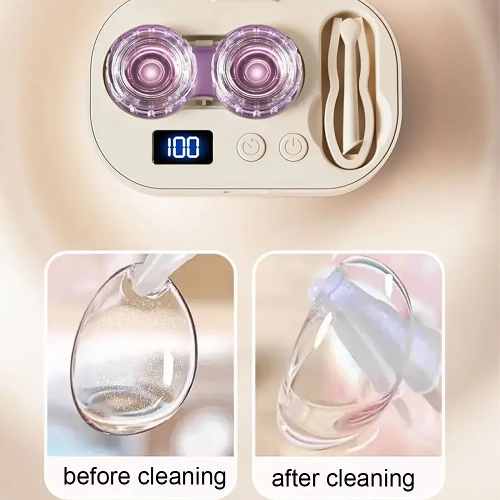 Contact Lens Ultrasonic Cleaning Machine High Frequency Vibration Timing Rechargeable Cleaner Contact Lens Remover Tool