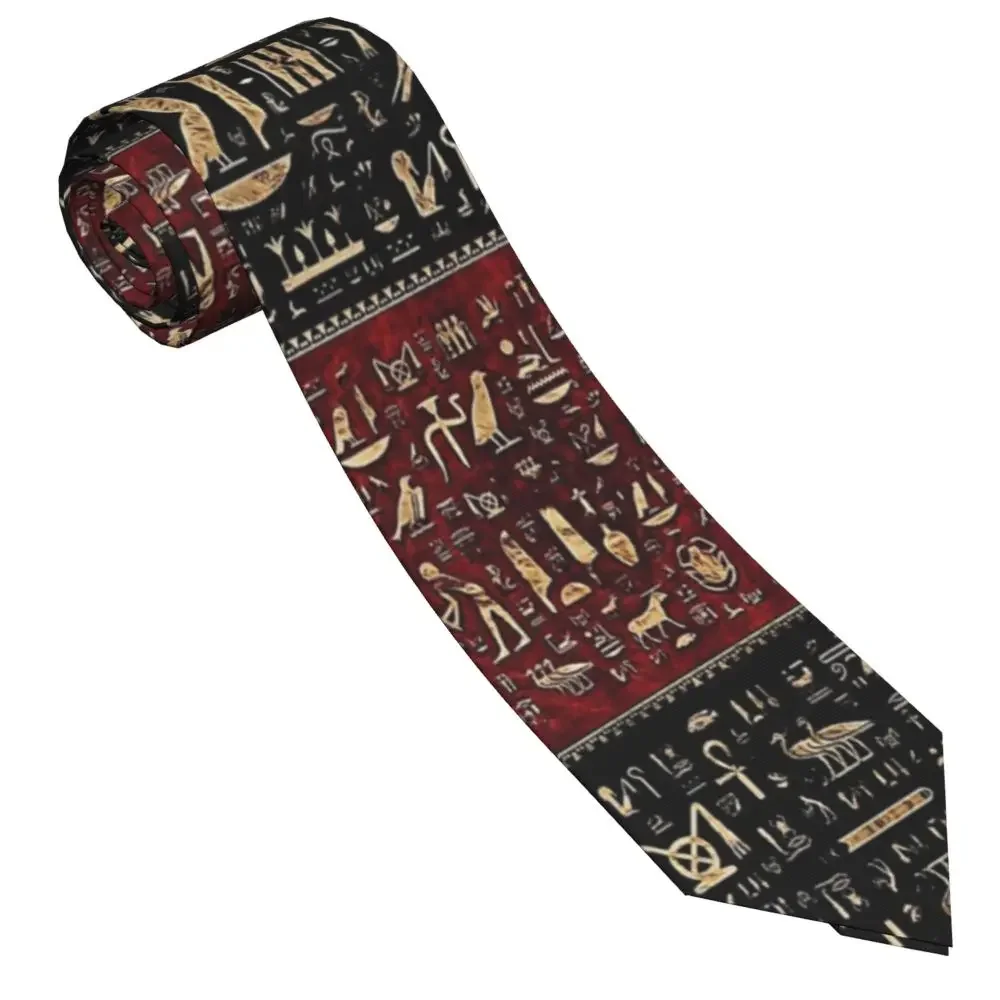 Egyptian Hieroglyphs Necktie Men Polyester 8 cm Classic Ancient Egypt Neck Ties for Mens Accessories Wedding Business