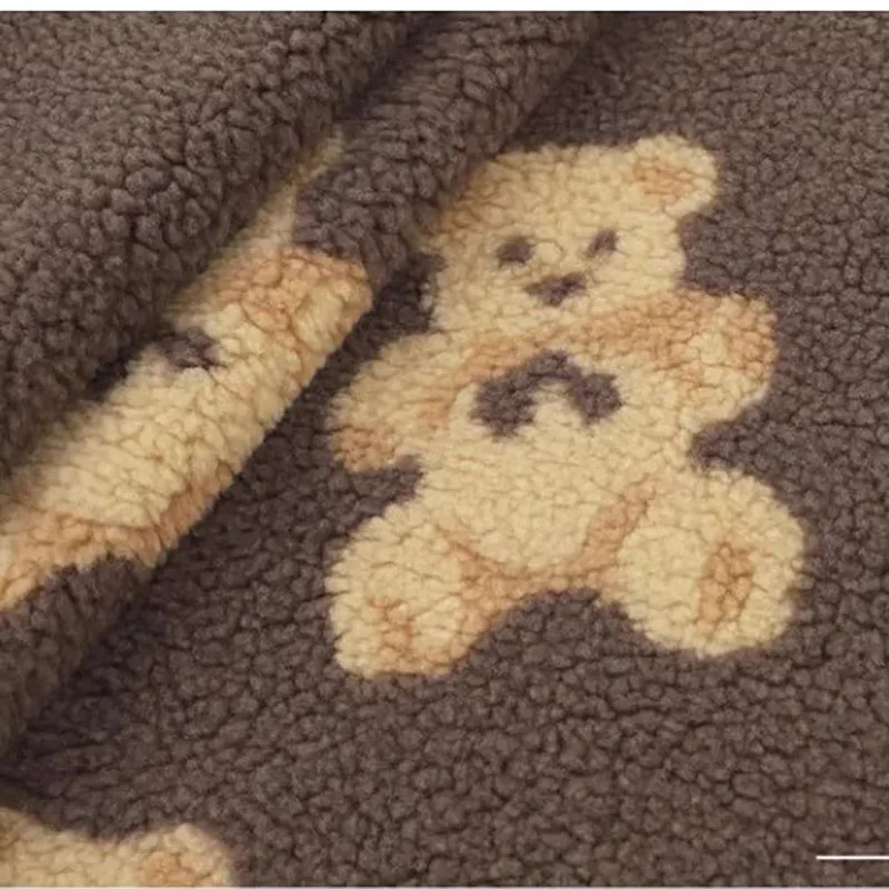 Thick Teddy Fleece Fabric for Hoodies, Hats, Plush Dolls, and Coats - Printed Lamb\'s Wool Material for Handmade Warm Clothing