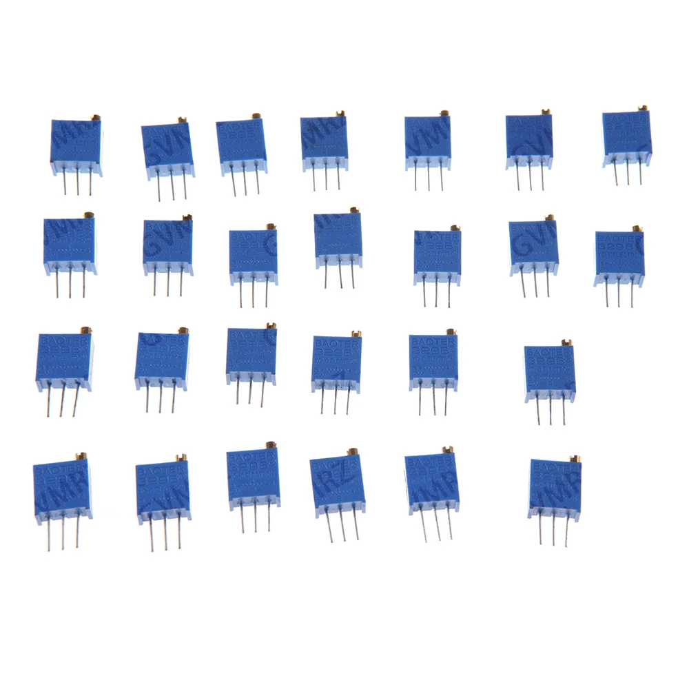 26PCS 13Values 200R 500R 3296W Potentiometer Kit (100R-1MΩ) for Precision Electronic Equipment Tuning & Circuit Prototyping 100R
