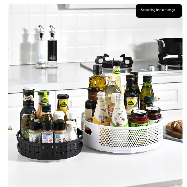 

Seasoning Storage Rotary Shelf Kitchen Storage Rack Rotary Tray Plastic Seasoning Tray Cosmetic Container kitchen organizer