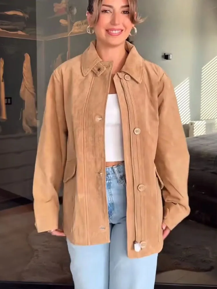

HH Woman's Fashion Jackets Solid Turn-Down Collar Long-Sleeved Pockets Single-Breasted Female Autumn Casual Loose Coats