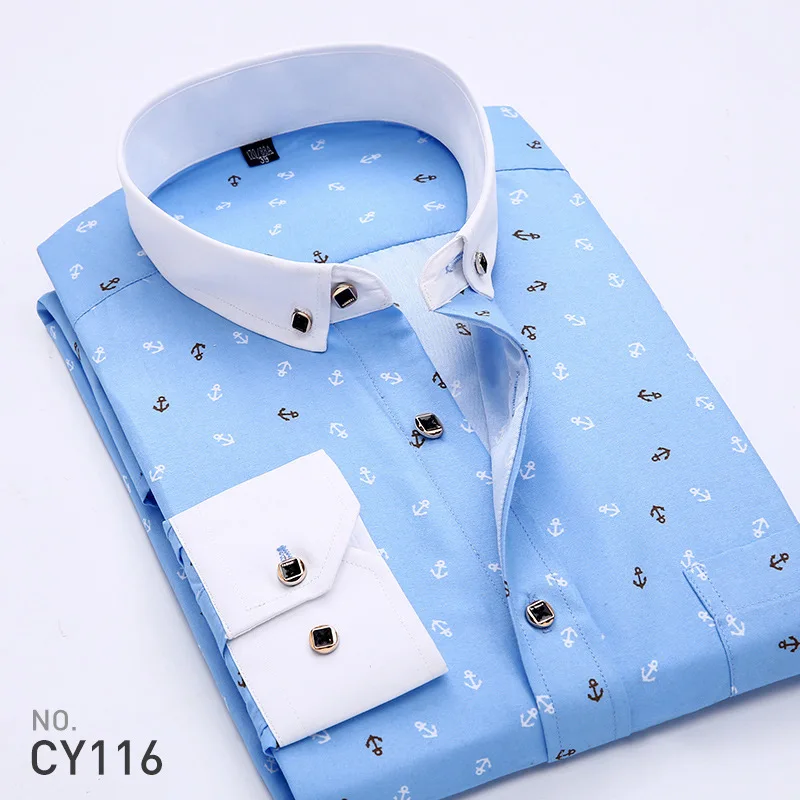 

Fashionable Long Sleeve Slim Fit Printed Men's Shirt Korean Style Casual Youthwear Polyester Blend Daily Wear Spring 2026