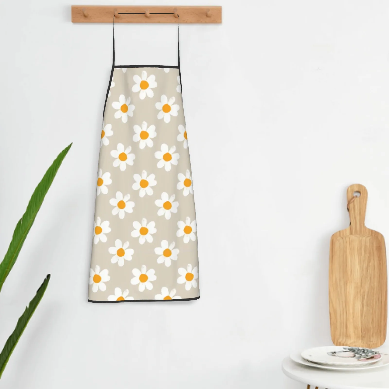 Summer Flowers Polyester locking hem Apron Home Cooking Baking Kitchen Cute Daisy Apron