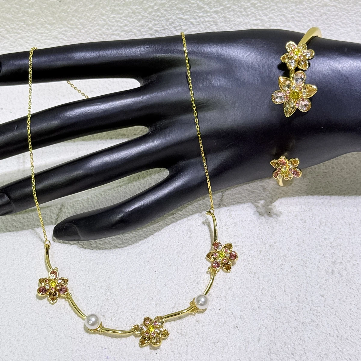 الأصلي 2025 الاتجاه الجديد غرامة مجموعات مجوهرات سحر الذهب زهرة كريستال موضة القلائد حلقة أقراط للنساء هدية للذكرى السنوية #4