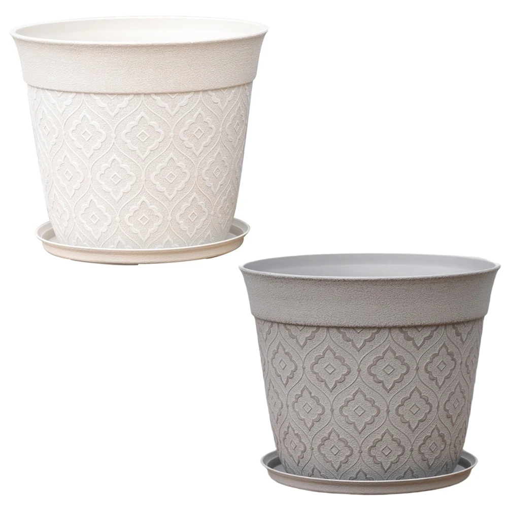 Matte Finish Plant Pot With Saucer And Hole Drainage For Small Herbs Home Yard Gardening Decor Grey 20.5x17.5cm view 6