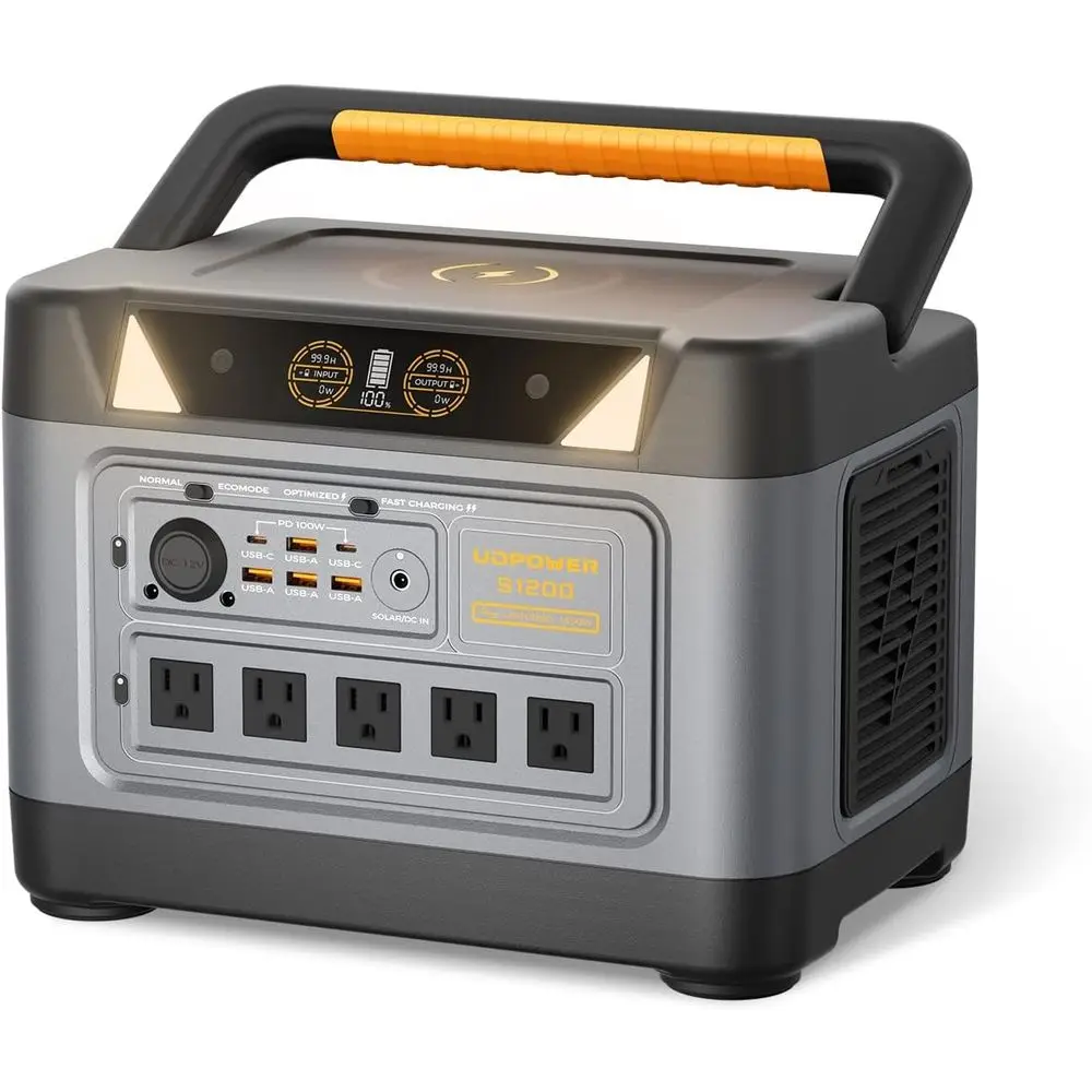 

S1200 Portable Power Station(r Panel Option) | 1200W (1800W Surge) e Sine Wave AC + Max 400W r Input | UPS Backup or Home, RV &