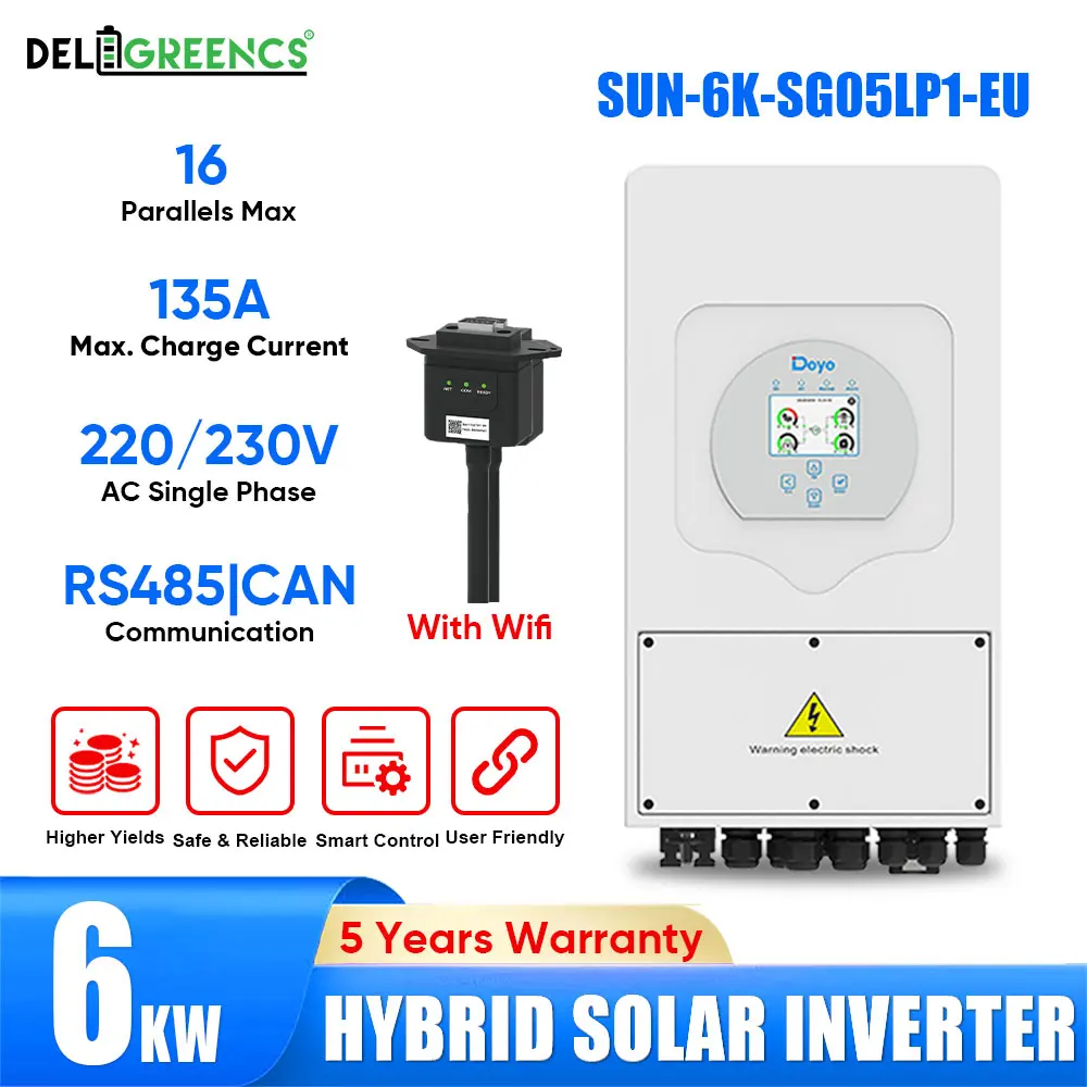 

Deye 3.6KW 5KW 6KW 8KW Hybrid Solar Inverter Single Phase 2 MPPT With WIFI RS485/CAN Max. 16 Parallel Solar Inverter EU Ukraine