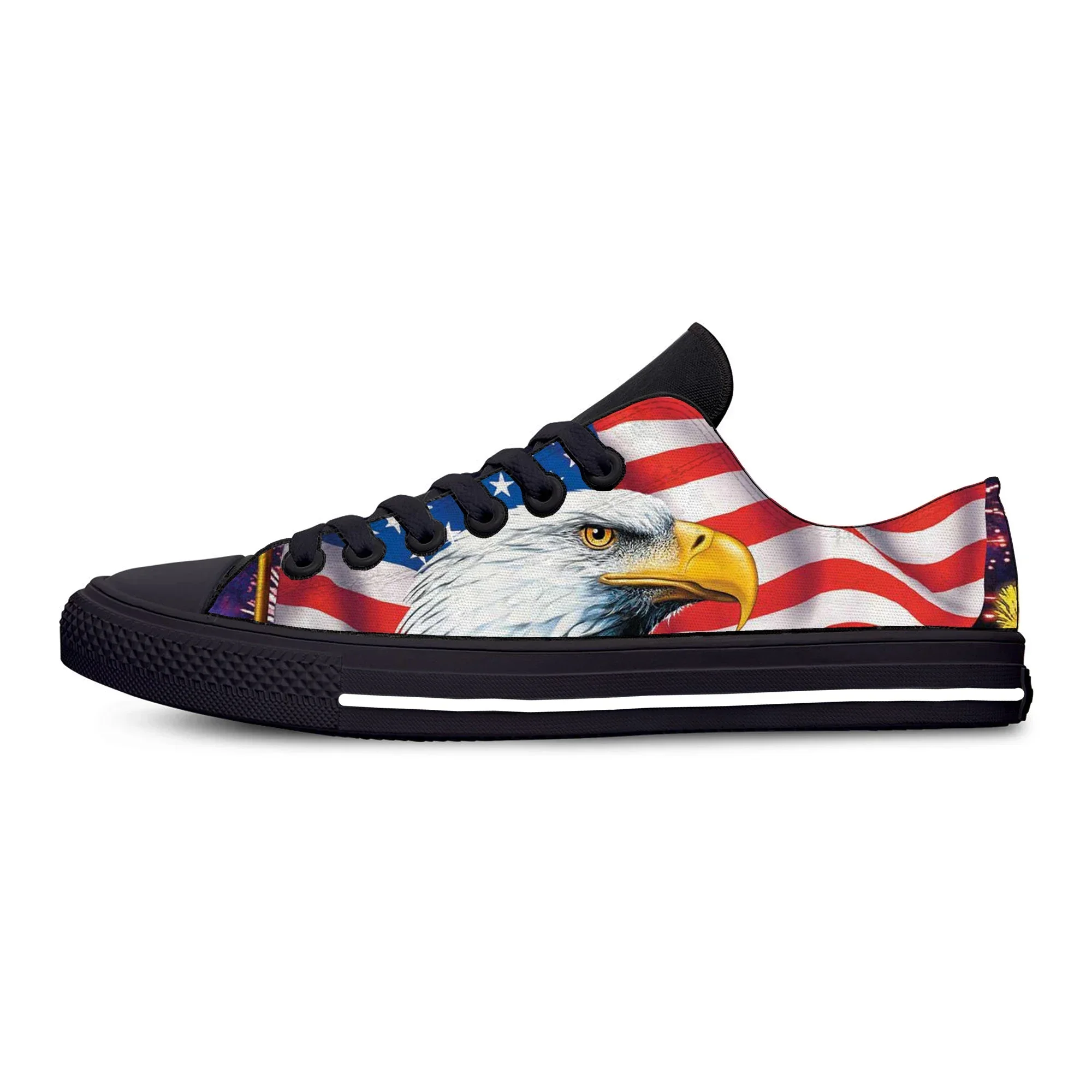

Hot USA American Flag Eagle Hot Cool Fashion Funny Casual Cloth Shoes Low Top Men Women Sneakers Classic Latest Board Shoes