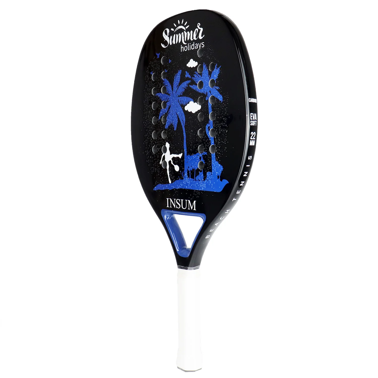 INSUM Beach Tennis Racket 100% Carbon Fiber Professional 22mm EVA Soft Round Grit Tenis Raquete