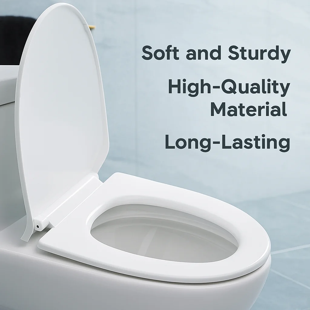 

No Tool Toilet Seat, Smooth Plastic Replacement Lid, Quick Install for Home Bathroom Toilets