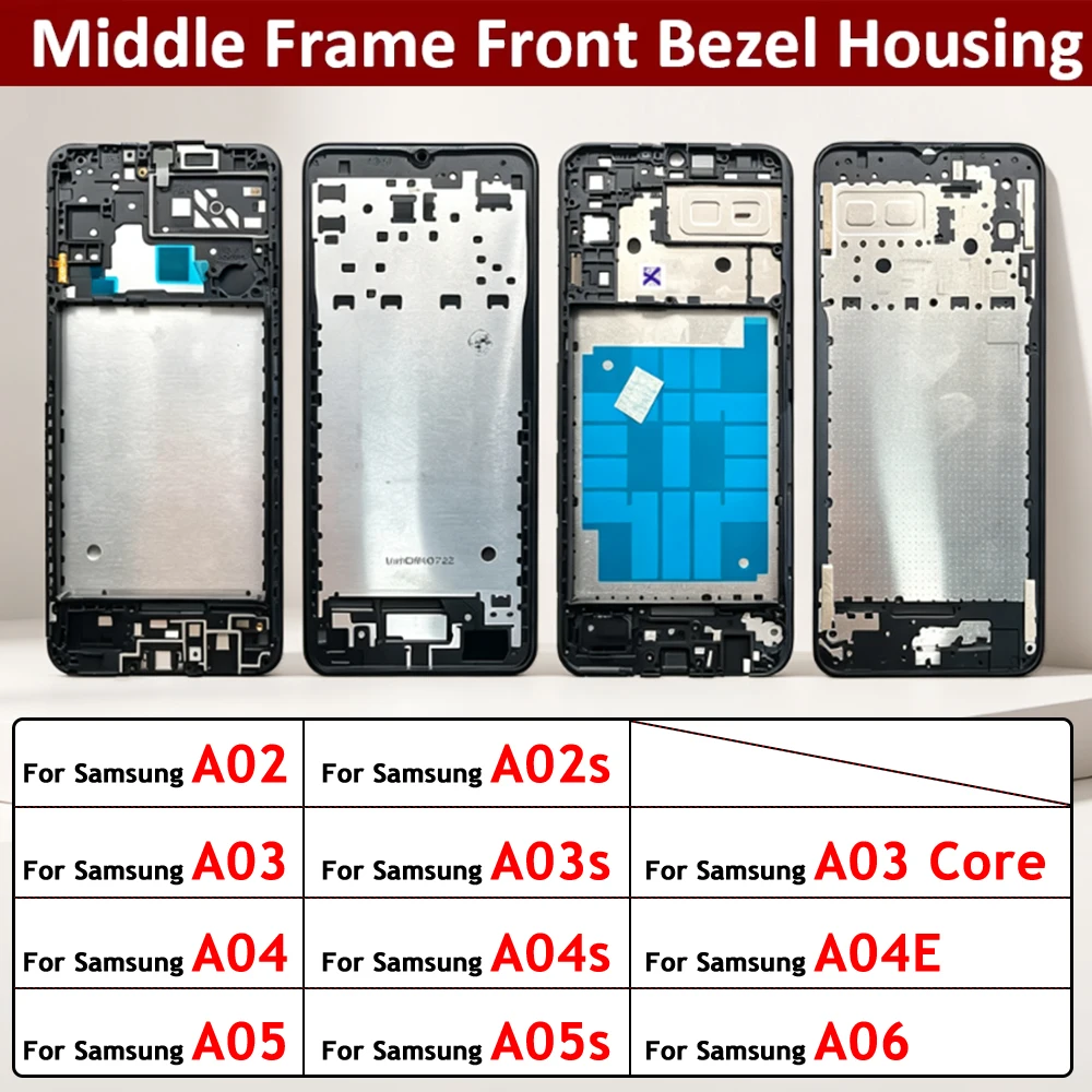LCD Frame Middle Frame Bezel Housing For Samsung A02 A02s A03s A03 Core A04 A04s A04E A05 A05s A06 Front Frame Replacement Parts