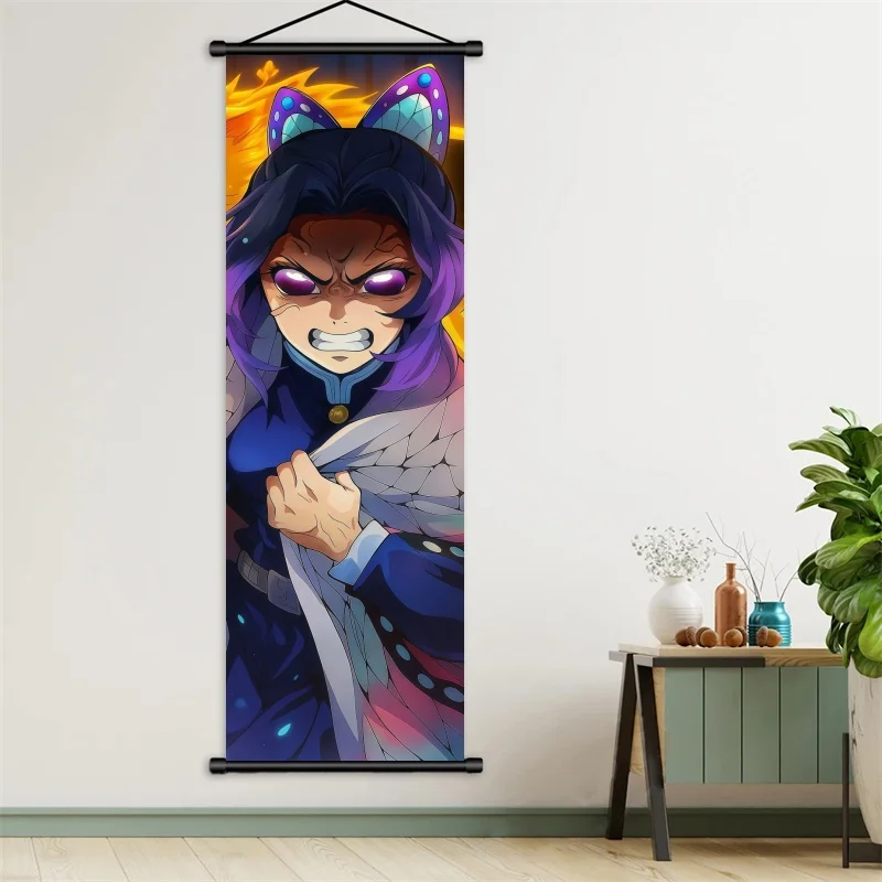 Shinobu Kocho Demon Slayer Art Fabric Hanging Scroll, Anime Wall Art Gift for Fans Bedroom Home Decor view 2