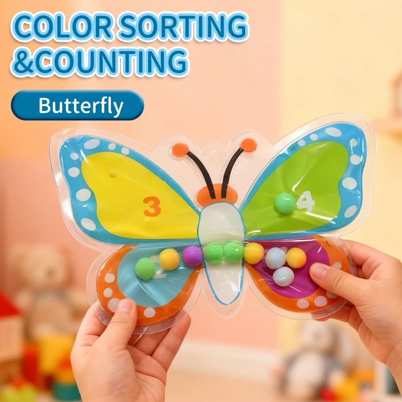 4-kolorowe sensoryczne zabawki edukacyjne Montessori z labiryntem koralikowym dla maluchów, wspomagające naukę matematyki, rozpoznawanie kolorów i rozwój umiejętności motorycznych.