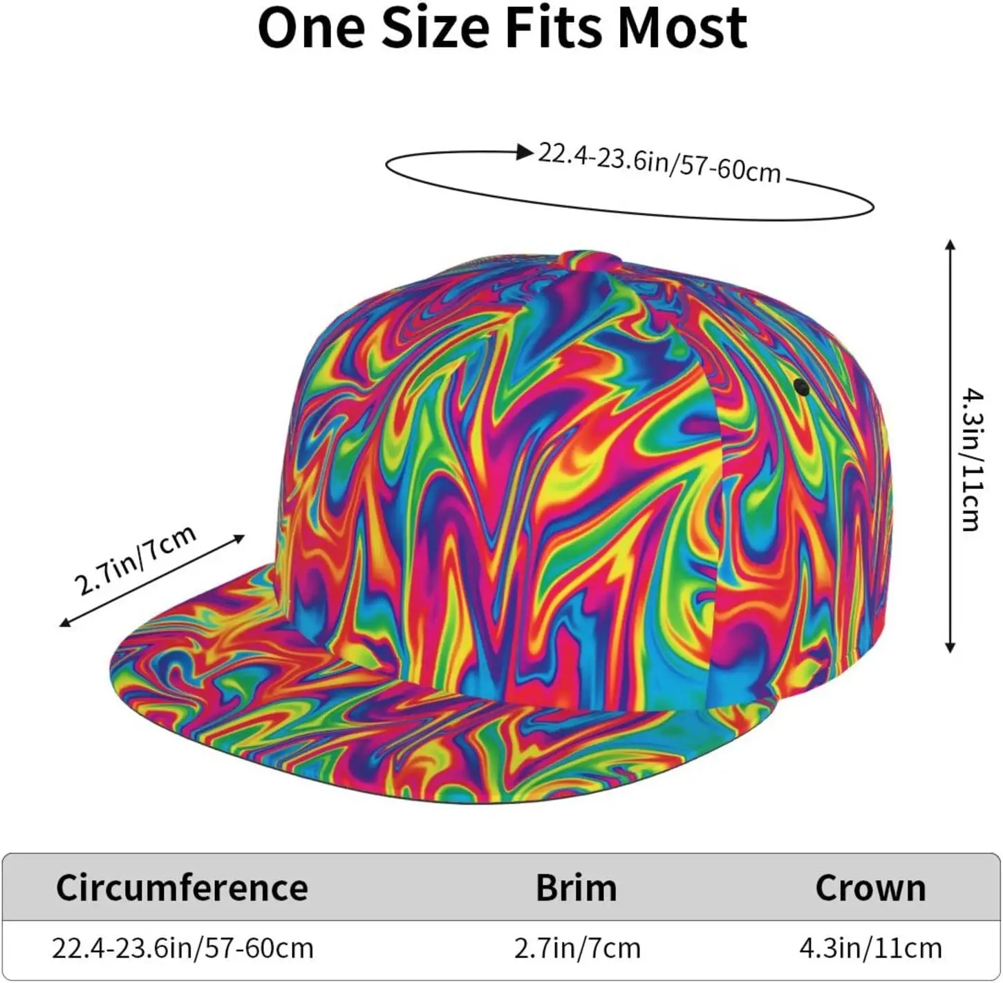 Multicolor Snapback Hat for Men Women,Hip Hop Style Adjustable Baseball Cap Cool Flat Bill Brim Hats Dad Hats