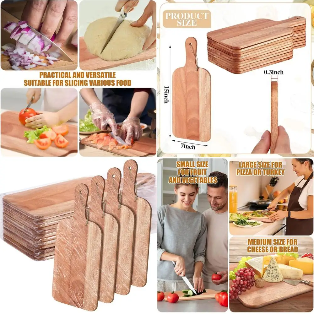 

Large Walnut Cutting Board Set, 12 Pack with Handles, 15x7 Inch, Ideal for Kitchen, Serving, Chopping, and Gifting