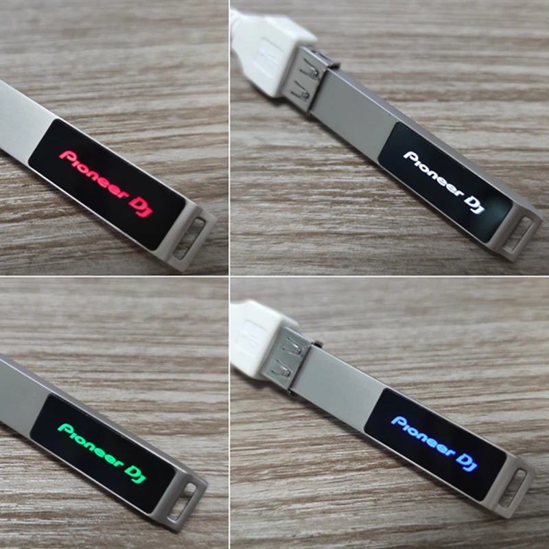 DJロゴフラッシュメモリ,カラーLEDライト,メタル,USB 3.0, 128GB,64GB,32GB,16GB,新品,無料