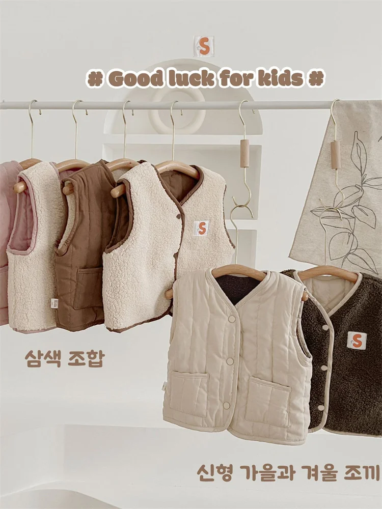 

Двусторонний теплый жилет из овечьей шерсти Thiened для малышей (девочек и мальчиков) – осенне-зимняя коллекция