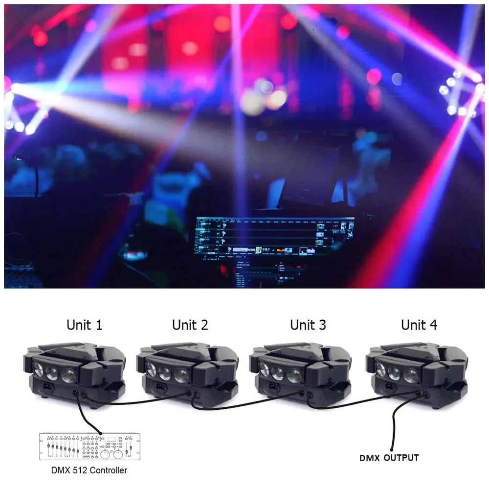 BETOPPER 9X10W 4in1 RGBW Moving Spider Light With 8 laser patterns&DMX512 Disco laser light for Bars Club Private Party LM0910RG