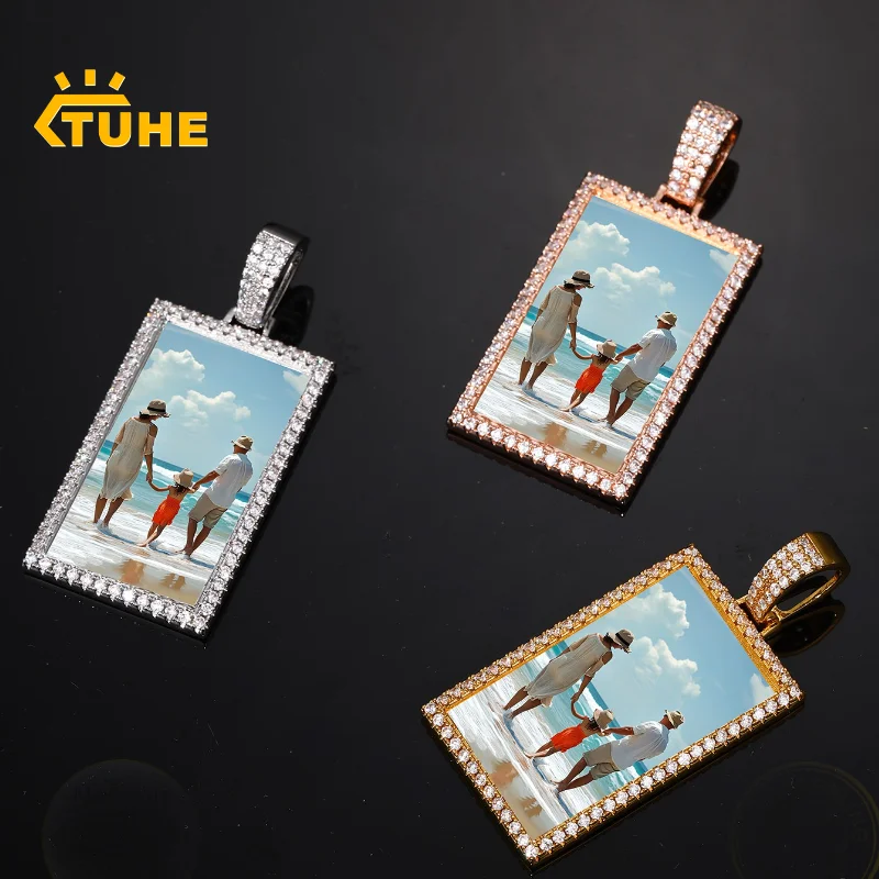 

Square Custom Photo Pendant For Men WomenHip Hop Jewelry Personalized Name Engraved Custom Pendant Zircon Gift