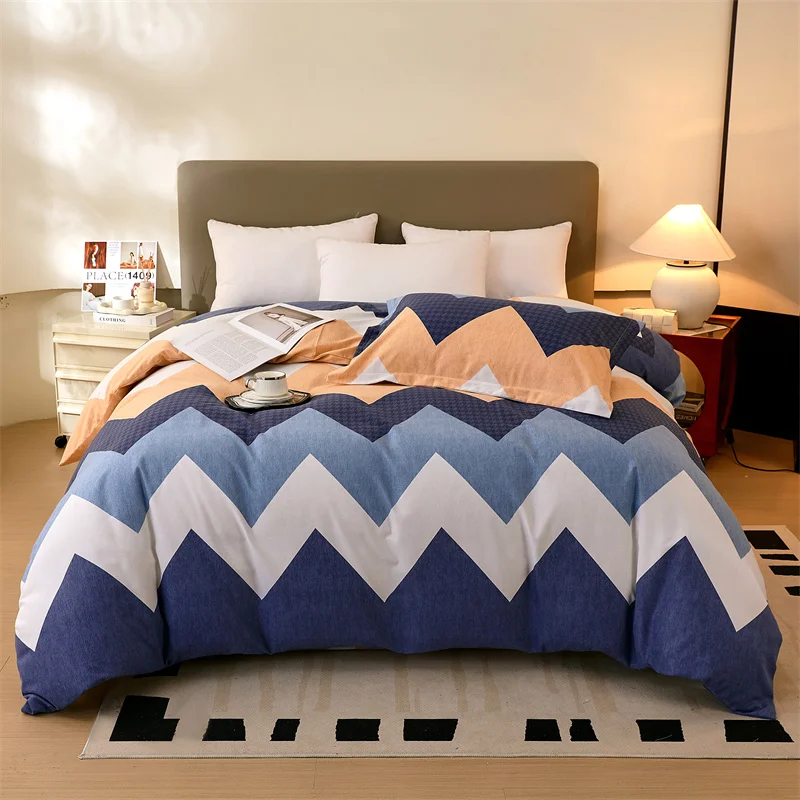 

Пододеяльник с красочными волнистыми полосками, Мягкое хлопковое синее постельное белье с геометрическим рисунком, высококачественные одеяла чехол без наволочки