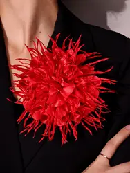 Fashion Personality Exaggeration Colorful Fabric Flowers Brooch for Women Girl Skirt Suit Decoration Pin HUANZHI 2025 NEW