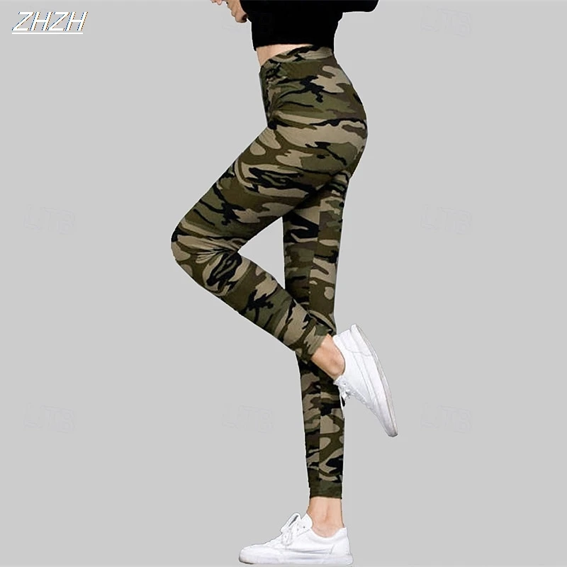 

Женские леггинсы с камуфляжным принтом, уличные брюки, брюки из полиэстера и спандекса, эластичная эластичная талия, осенне-зимняя уличная одежда для управления