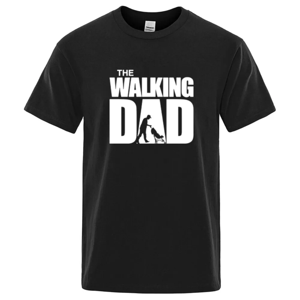 Men Funny The Walking Dad Stroller Silhouette Graphic Tee Short Sleeve Casual T-shirt Daddy Father's Day Gift Summer Tops Tees