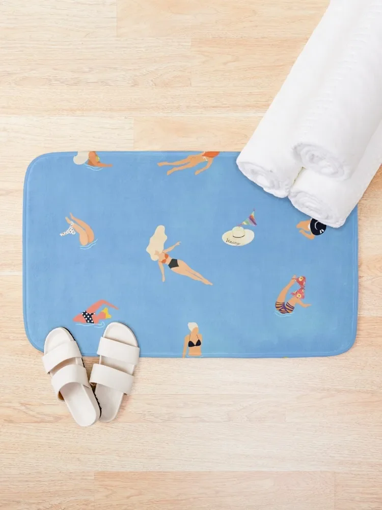 Summer Weekend #painting #illustration Bath Mat Water Absorbent For Toilet Mat