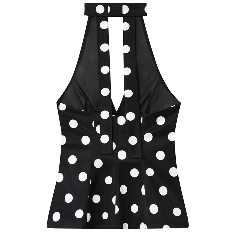 HXAO 2025 Damski Top typu Halter z Motylem, Seksowne Topiki i Koszulki na Ramiączkach, Gorset z Kokardą, Bluzki w Kropki dla Kobiet, Modny Bezrękawnik z Odkrytymi Plecami