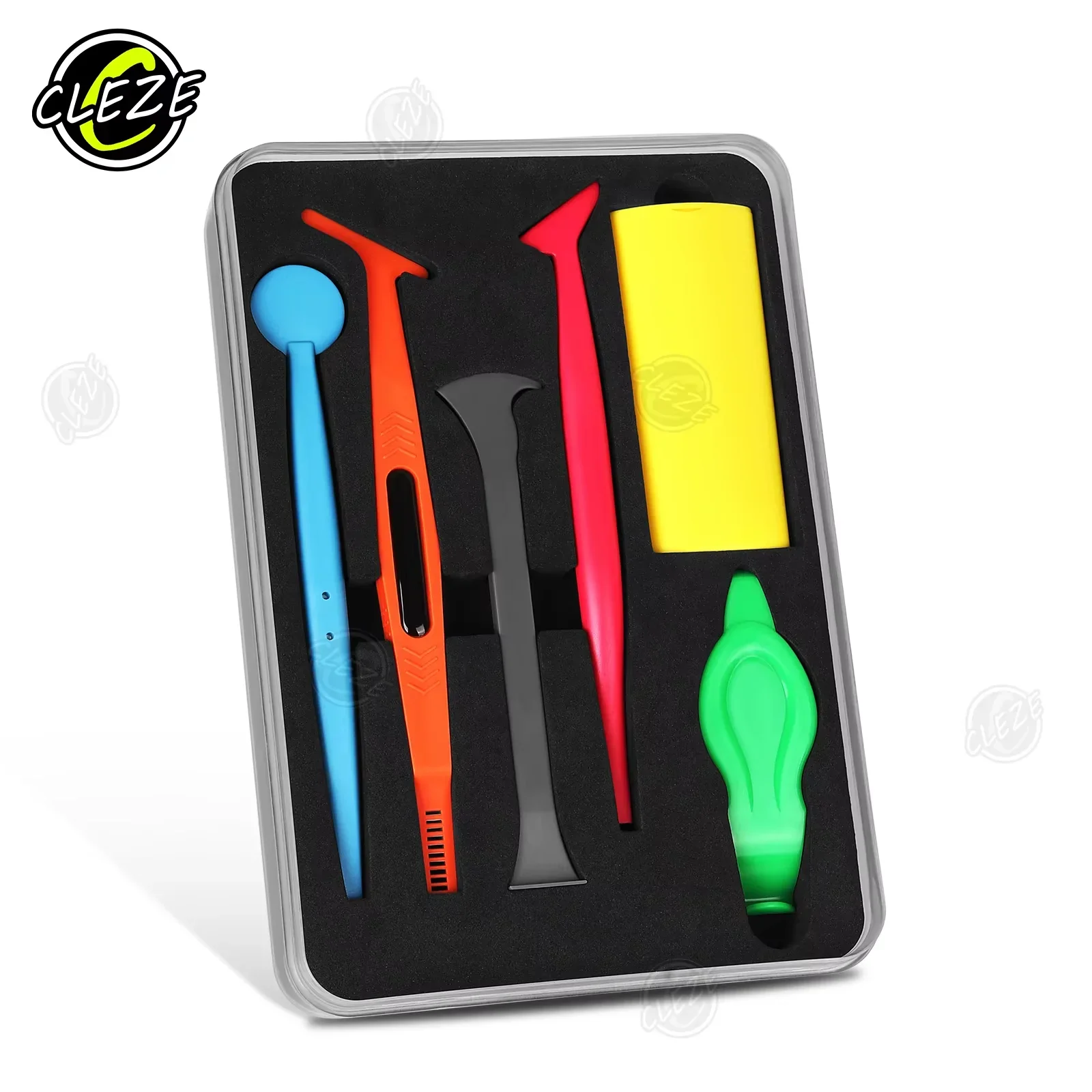 DCHOA 6PCS Car Vinyl Wrap Squeegee Set Window Tint Film Scraper Trimmer Tools for PPF Sticker Installation Auto Detailing