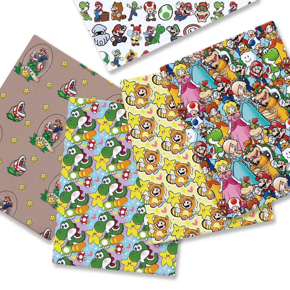 Mario jogo fabric140 * 50cm costura artesanal retalhos acolchoado vestido de bebê folha de casa tecido impresso costura crianças