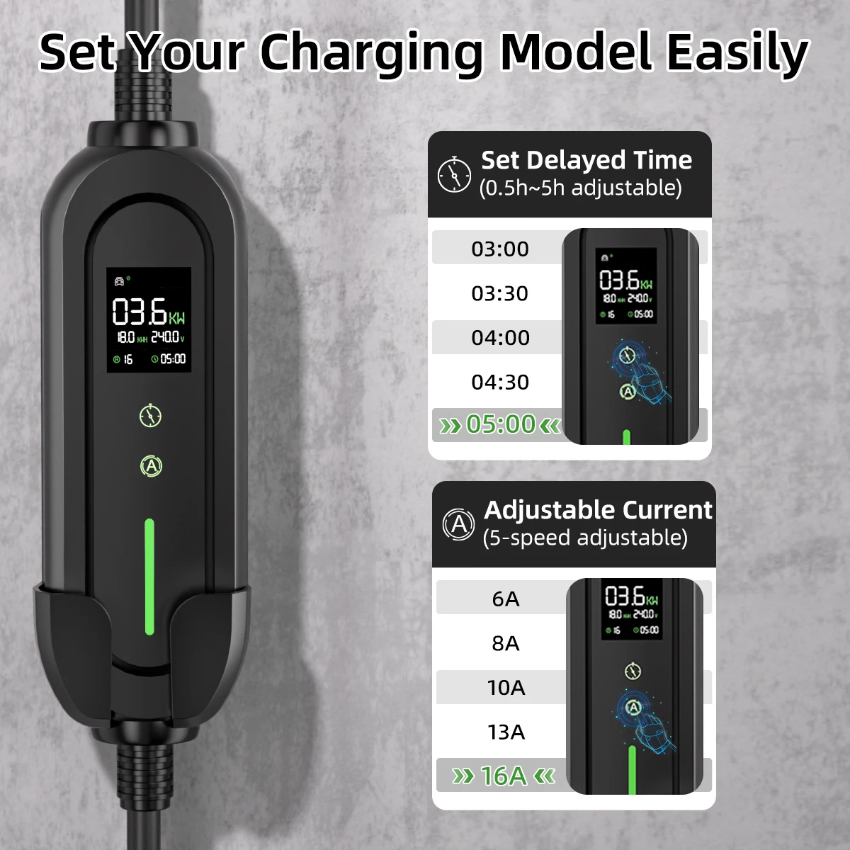 Kabel do ładowania EVSELink, przenośna ładowarka do pojazdów elektrycznych 3.5KW feyree 16A 1-fazowa Typ2 GBT 3.5M 5M IP66 AC do użytku domowego