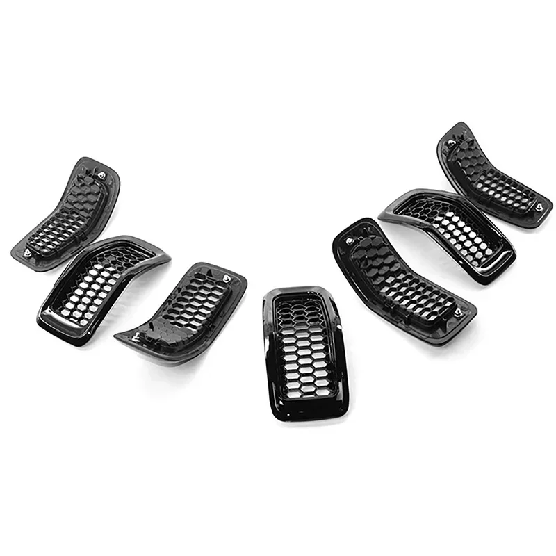 

A Set Car Front Bumper Central Grill Covers Fit For JEEP Cherokee 2014-2018 Car Accessories Honeycomb Racing Grilles Trim Covers