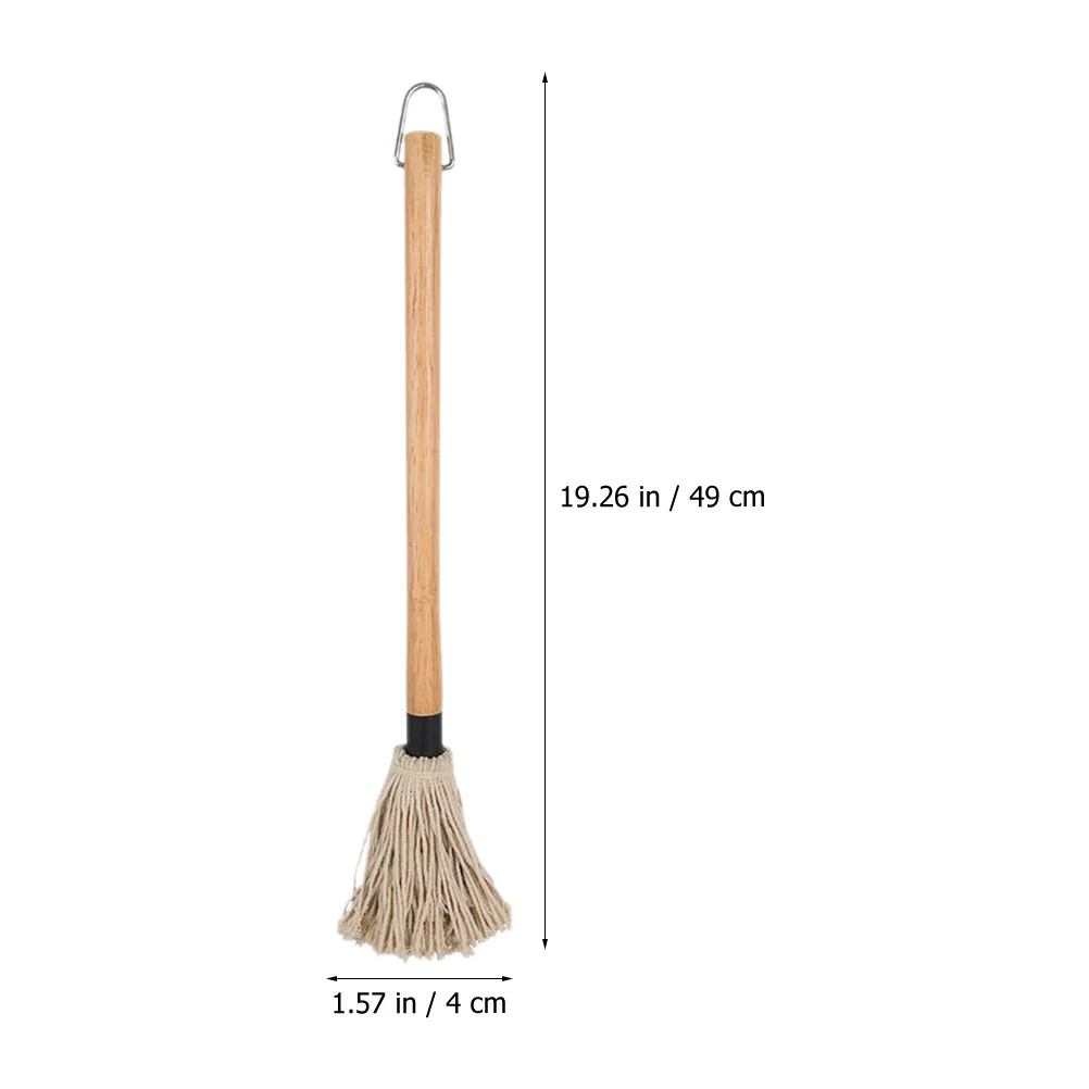

1 Set Of Basting Mop With Wooden Handle For Bbq Sauce Oil Marinating Reusable Cotton Grill Accessories Outdoor Cooking Roasting
