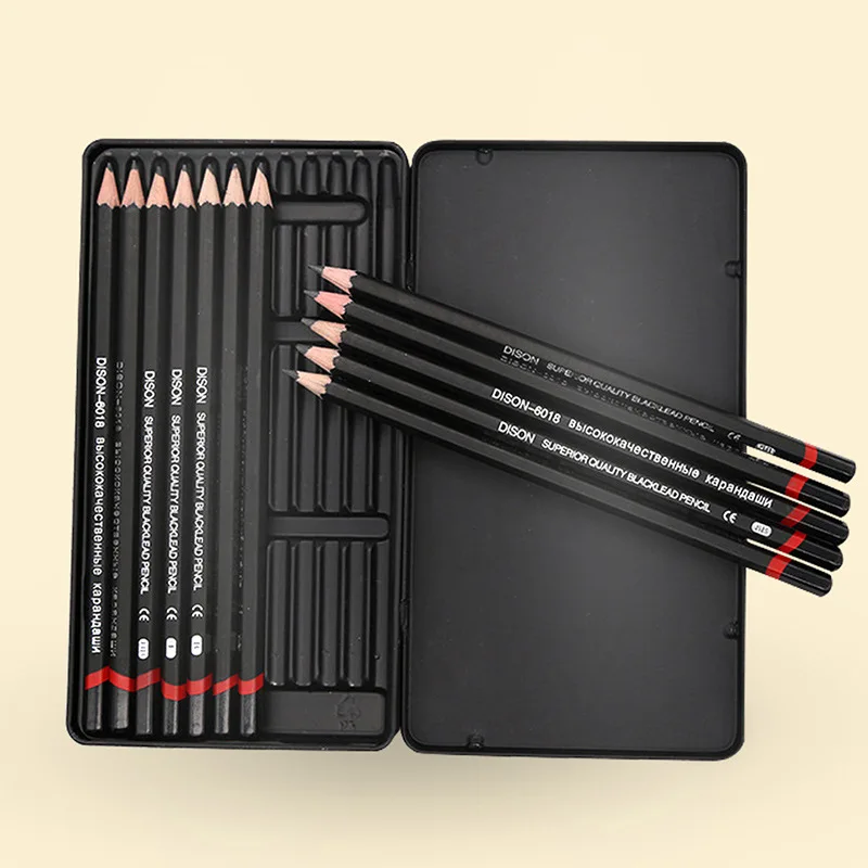 12Pcs/Set Wooden Pencils 2H-8B Professional Drawing Pencil Art Supplies Journal Writing Stationery Items School Acsesories Gift
