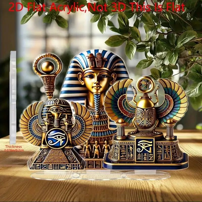 Egyptian pharaoh desktop ornament 2D acrylic flat ornament home office jewelry gift for friends