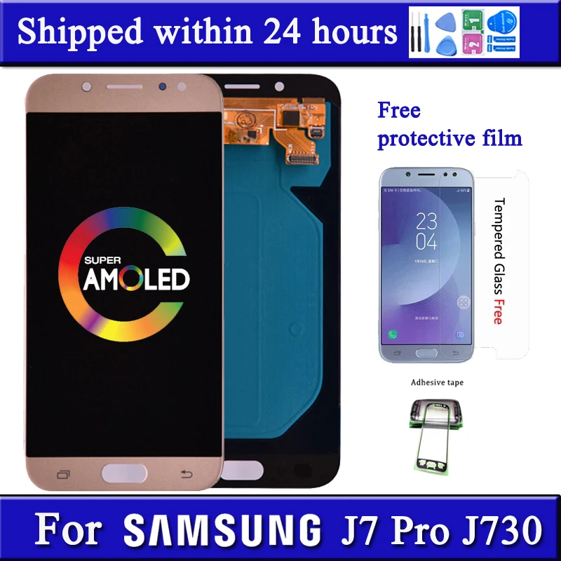 Super Amoled For Samsung Galaxy J7 Pro 2017 J730 J730F LCD Display And Touch Screen Digitizer Assembly Free Shipping