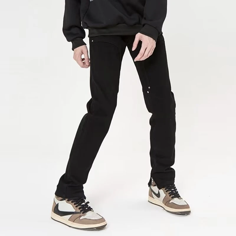 

Men's Jeans Hip Hop Black Straight leg pants Loose Side Zipper Casual Slim fit Jeans Men's and Women's Pants Y2k 5039